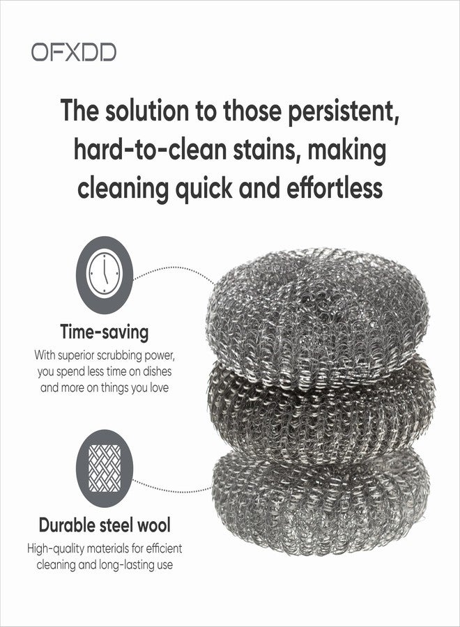 OFXDD Large Stainless Steel Sponge Set, Metal Sponge, Metal Scrubber, Stainless Steel scouring pad (Pack of 6) - Image 3